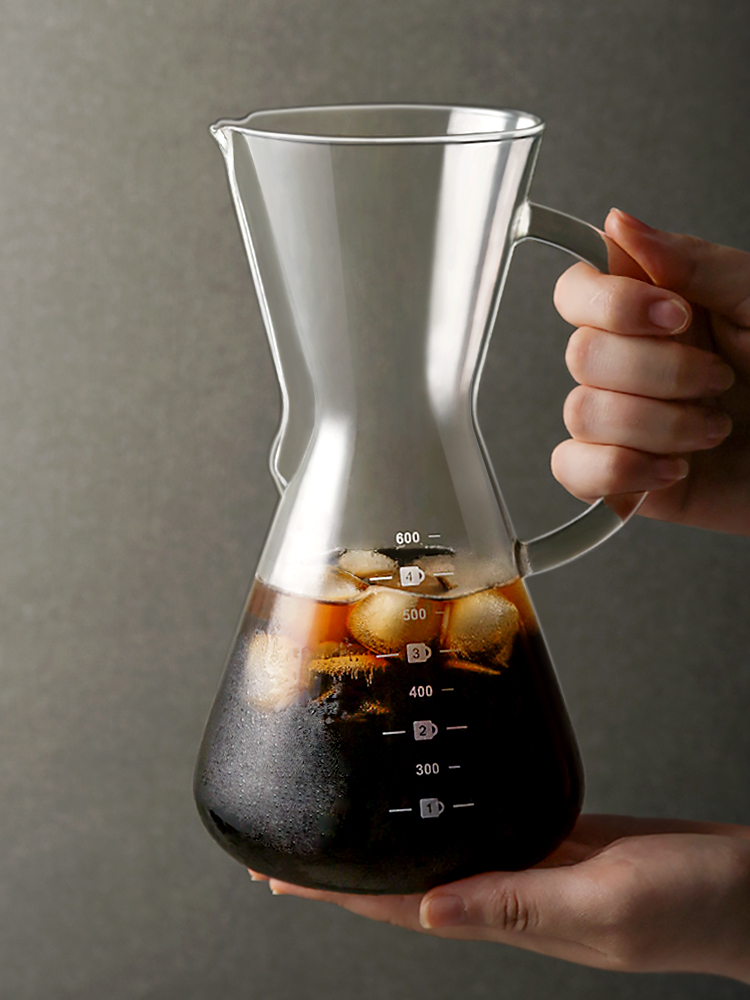 九土復古玻璃咖啡壺 大容量帶刻度加厚簡約濾杯