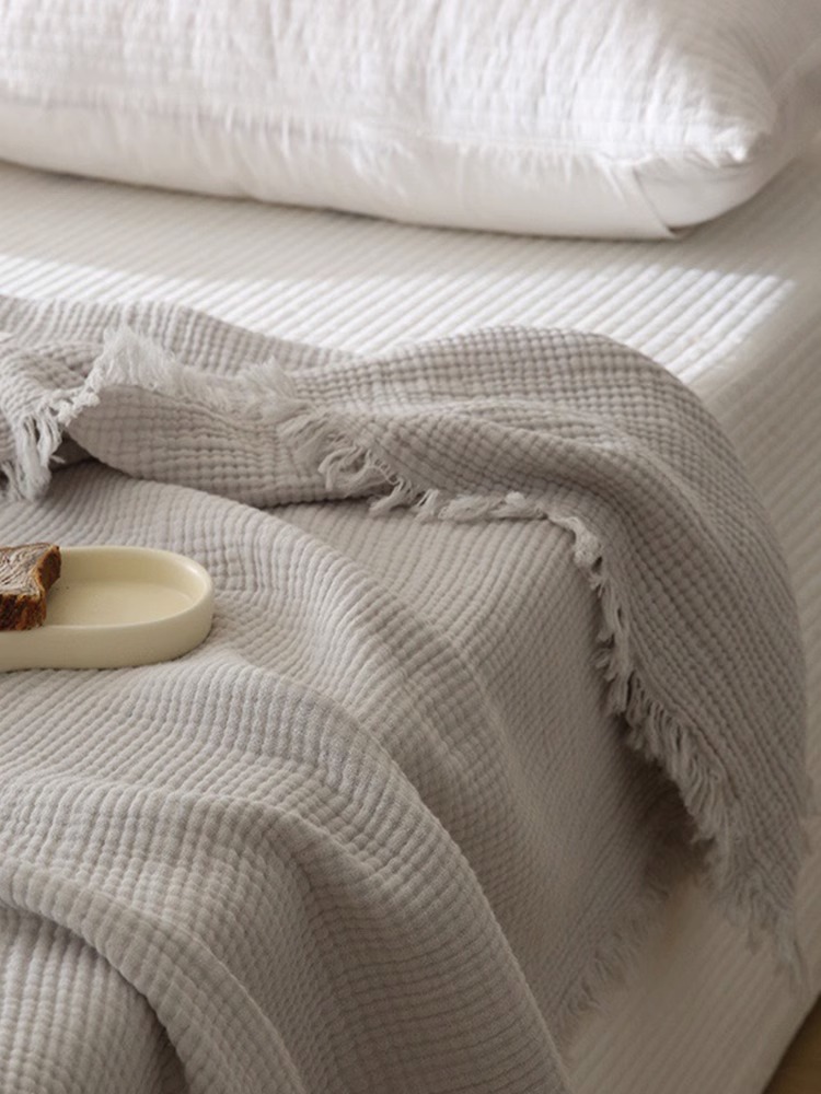 日式全棉四層紗蓋毯舒適四季通用簡約現代風格沙發毯午睡毯