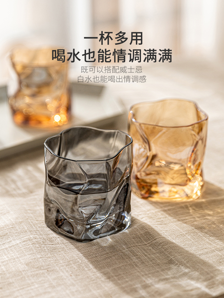 摩登主婦日式水晶威士忌酒杯圓形無色透明300ml以下一件入