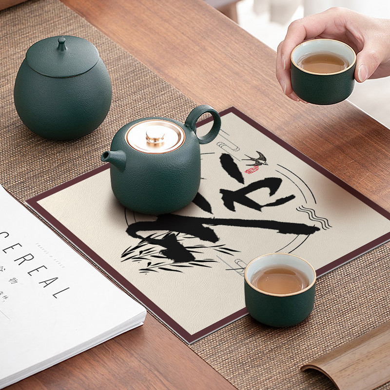 中式復古正方形餐墊新中式風格pvc材質適用於餐桌茶几等多種場合為您的家居增添優雅氣質