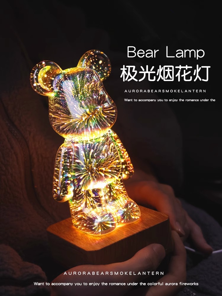 文藝風壓克力暴力熊燈 可發光桌面擺件 創意禮盒裝飾