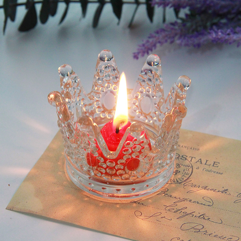 簡約現代皇冠收納盒 燭臺 玻璃 適用異形塊狀蠟燭