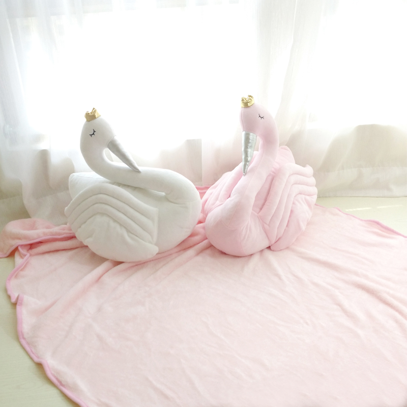 絨毛情侶靠墊 毛絨沙發毯午睡毯皇冠天鵝汽車毯子
