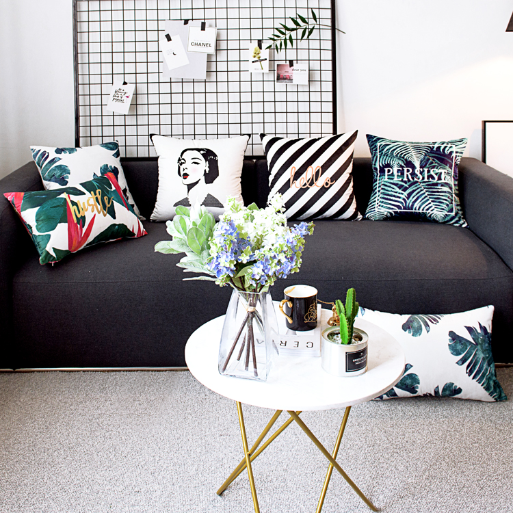 北歐風美式時尚芭蕉葉圖案抱枕簡約現代沙發靠墊