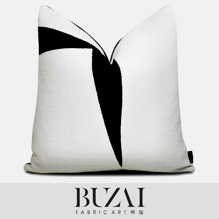 黑白幾何簡約棉麻靠包客廳抱枕套樣板間靠墊方枕 (2.8折)
