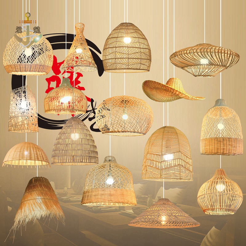 新中式藤藝吊燈酒店餐廳個性創意草藤編織日式燈具