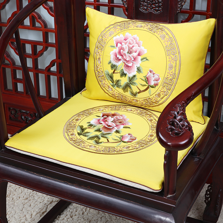 藝必旭刺繡椅墊新古典風格中式紅木沙發坐墊靠墊