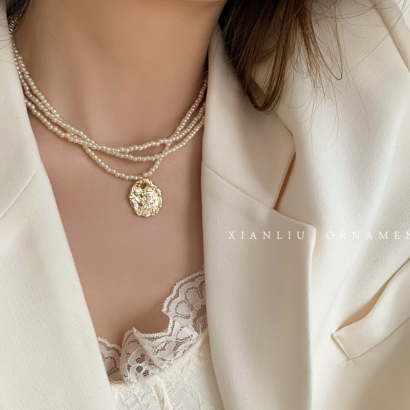 日韓風格精緻多層珍珠項鍊展現妳的清新氣質