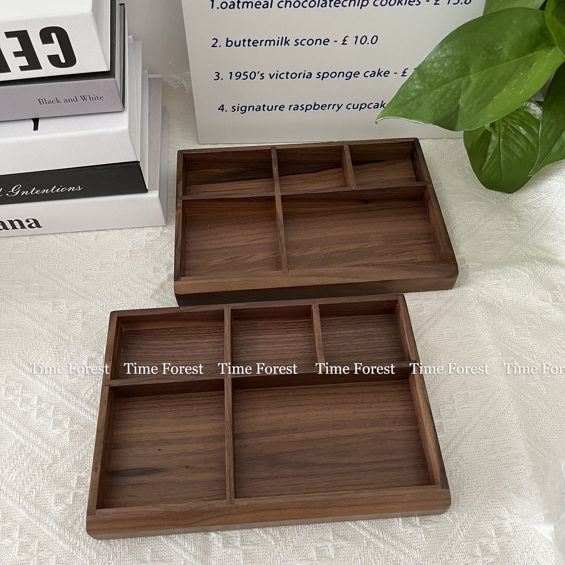 復古 黑胡桃木 桌面收納盒 首飾化妝品收納盒 託盤 (8.3折)