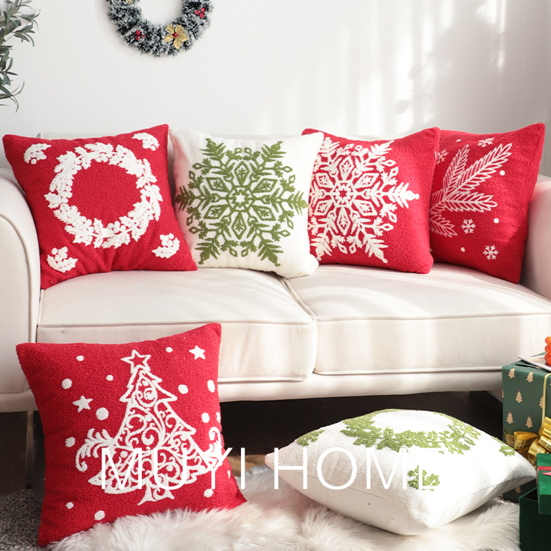 美式聖誕絨絨抱枕 節日氣氛客廳臥室靠墊套