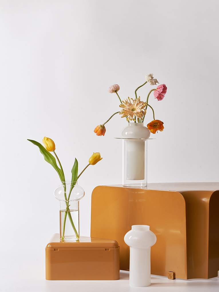 雙層玻璃花瓶簡約現代風格透明白玉任選客廳臥室擺件花瓶 (4.1折)