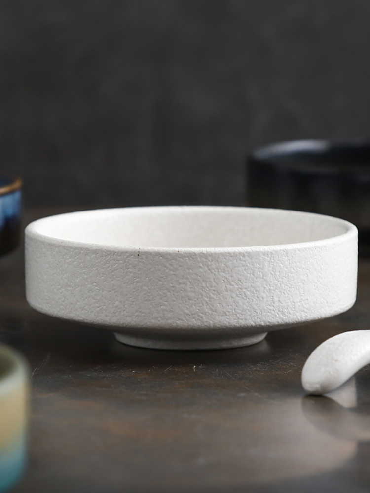 日式缽體碗 簡約風格陶瓷碗 家用錐形高腳碗 沙拉盤