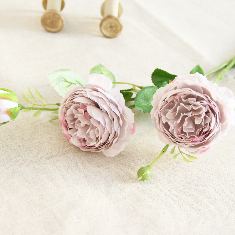 浪漫婚慶仿真玫瑰花餐桌落地擺飾3朵單支裝飾花卉