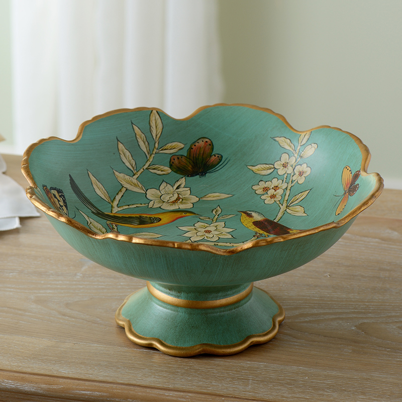 美式陶瓷創意果盤套裝 客廳茶几歐式擺件裝飾品 (2.9折)
