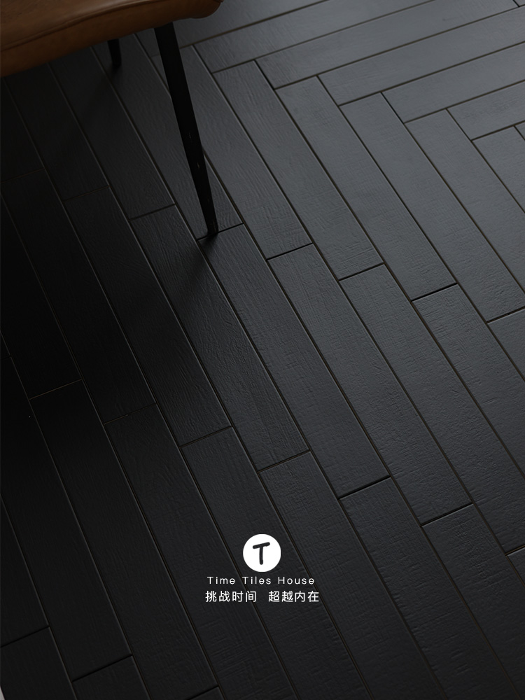 暗黑色複古長條碳化木燒杉板木紋甎 餐厛咖啡店民宿地板甎背景牆