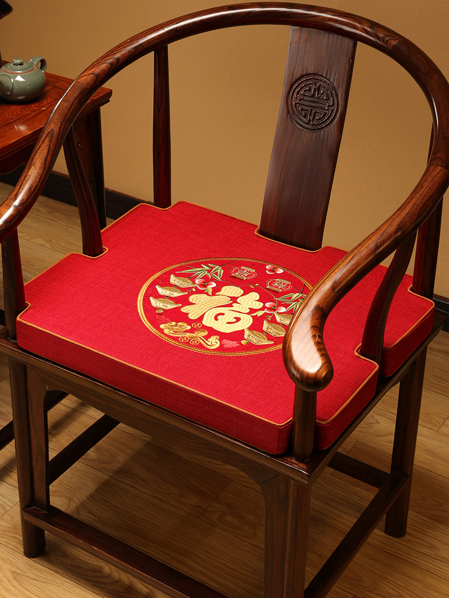 中式紅木異形挖角圈椅墊套坐墊凳子墊座墊椅墊長方形