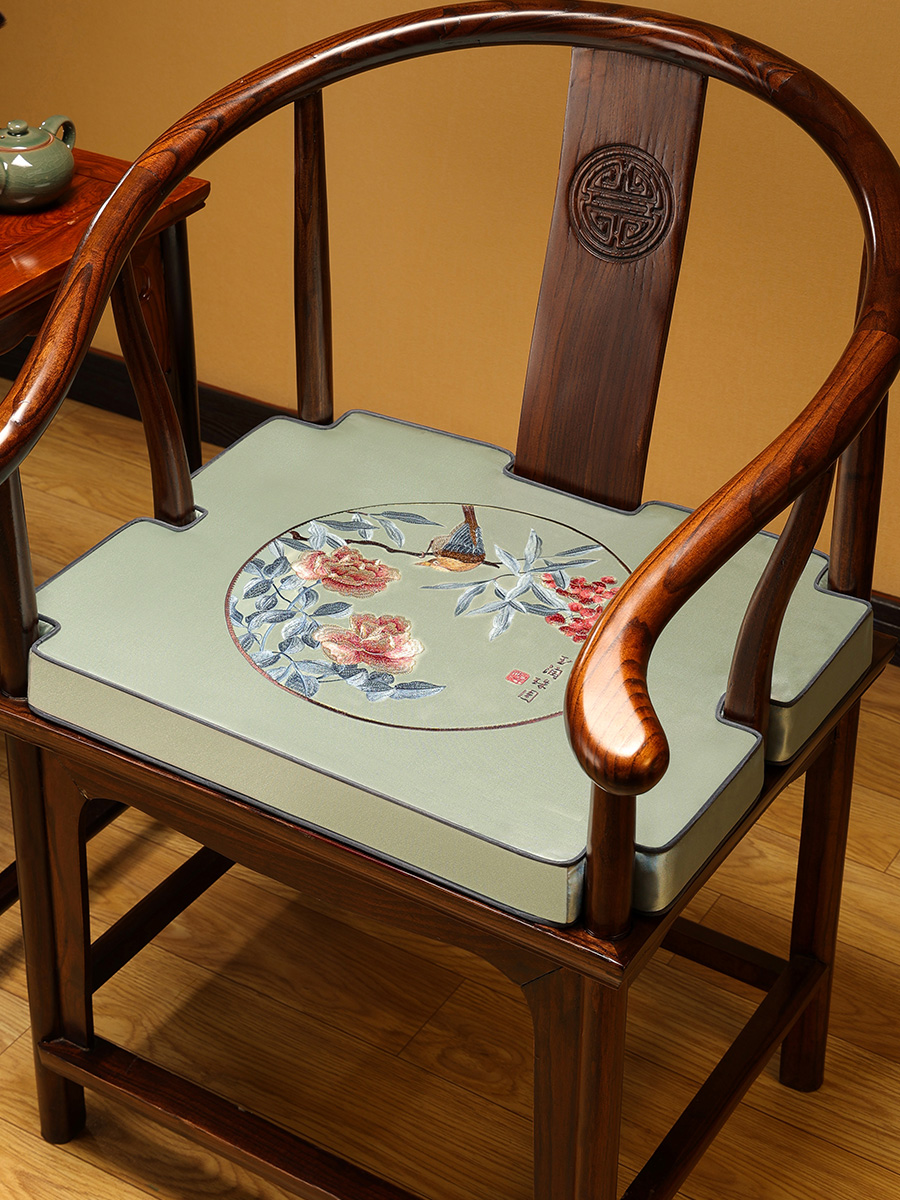 新中式風格布料幾何圖案靠背拐角椅墊客廳坐墊茶椅墊