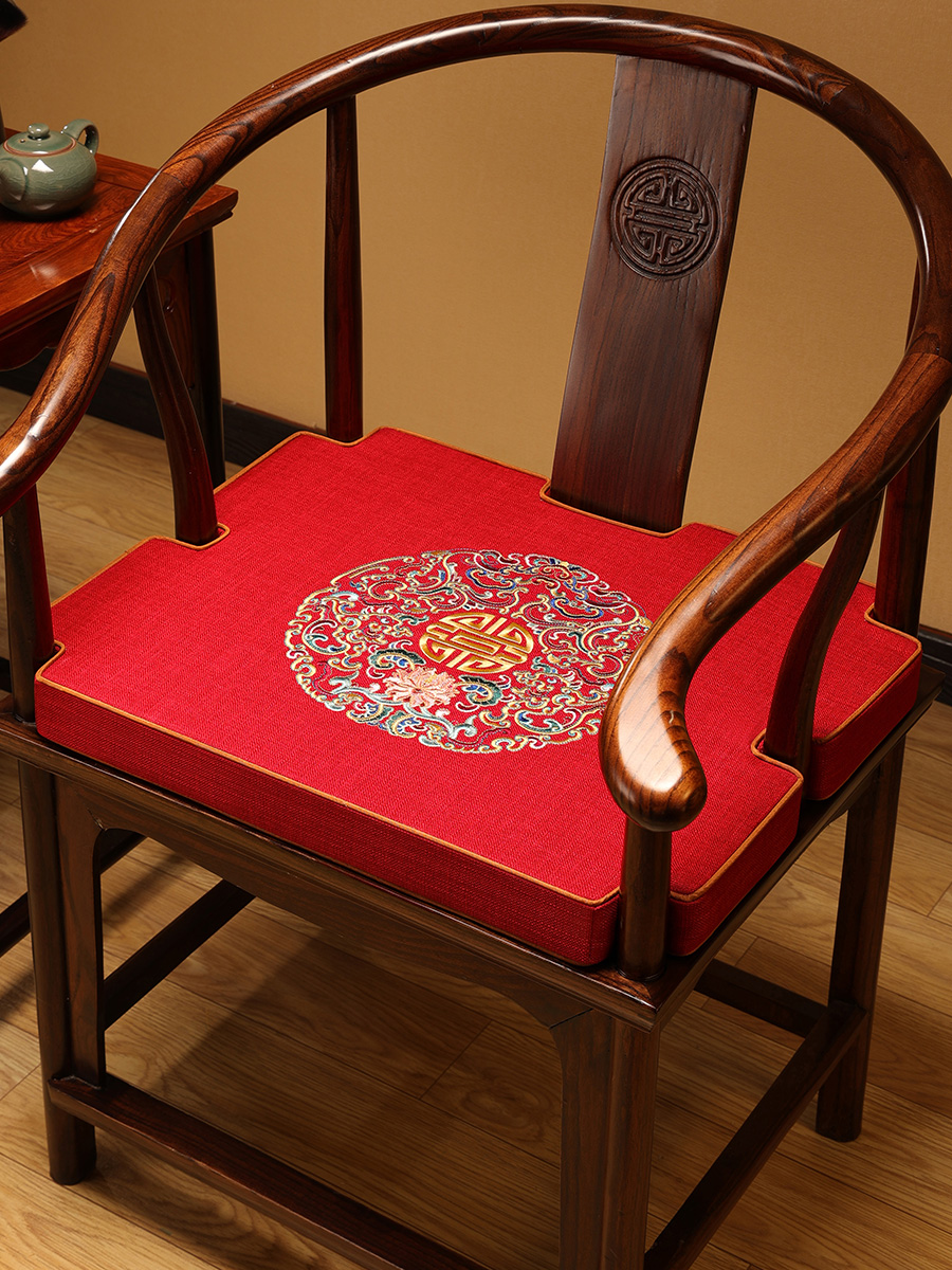 中式新風紅木椅子長條椅墊 舒適圈椅墊卡角坐墊茶椅墊凳子墊座墊官帽椅墊