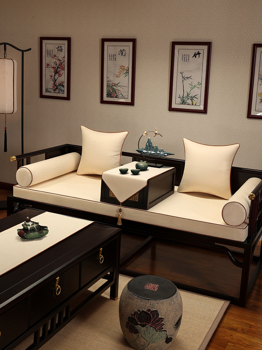 中式亞麻沙發墊紅木椅子墊實木傢俱沙發坐墊純色墊子羅漢床墊子座墊 (6.8折)