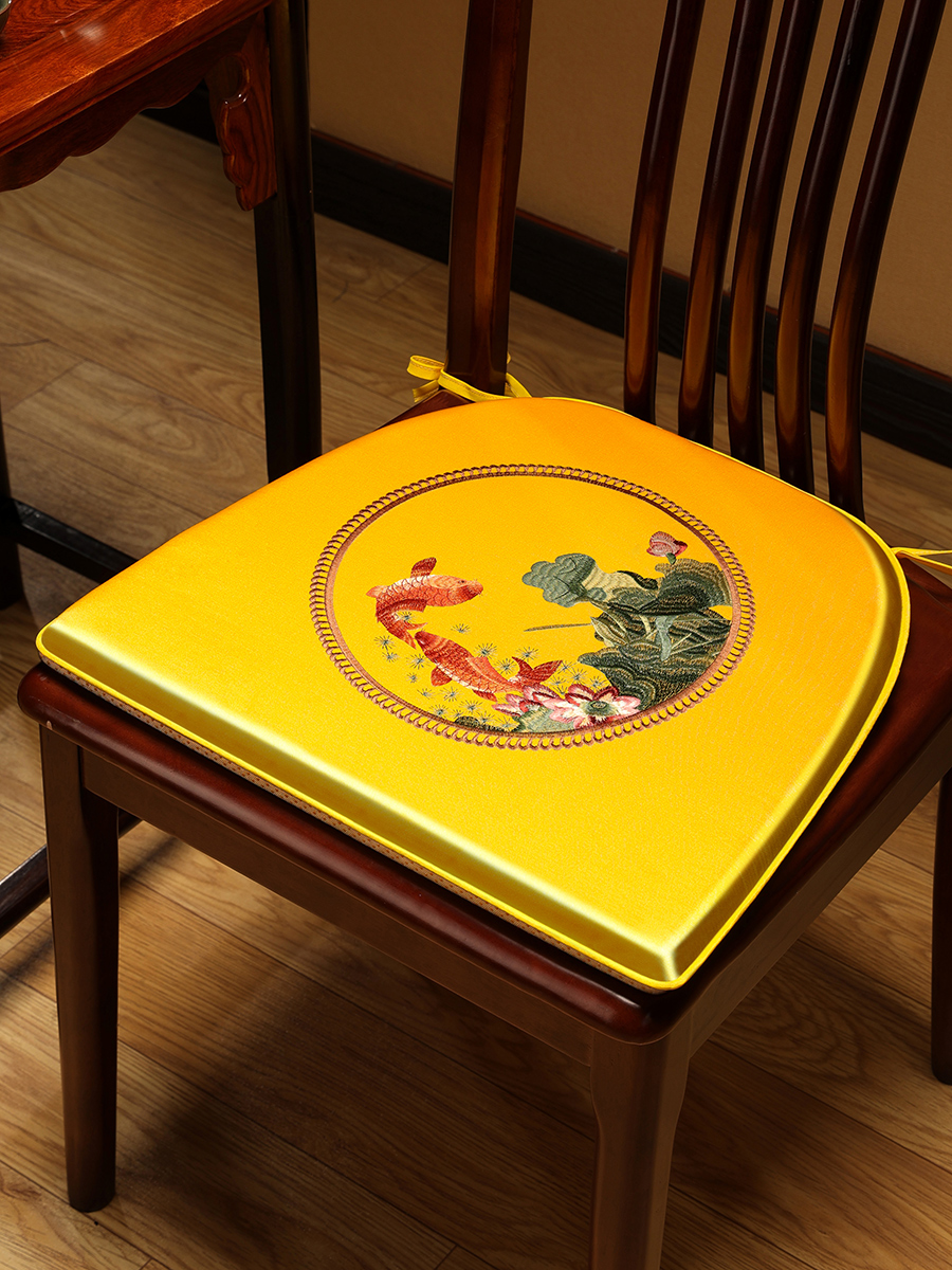 復古中國風布藝椅墊透氣坐墊凳子墊餐廳客廳梯形馬蹄墊