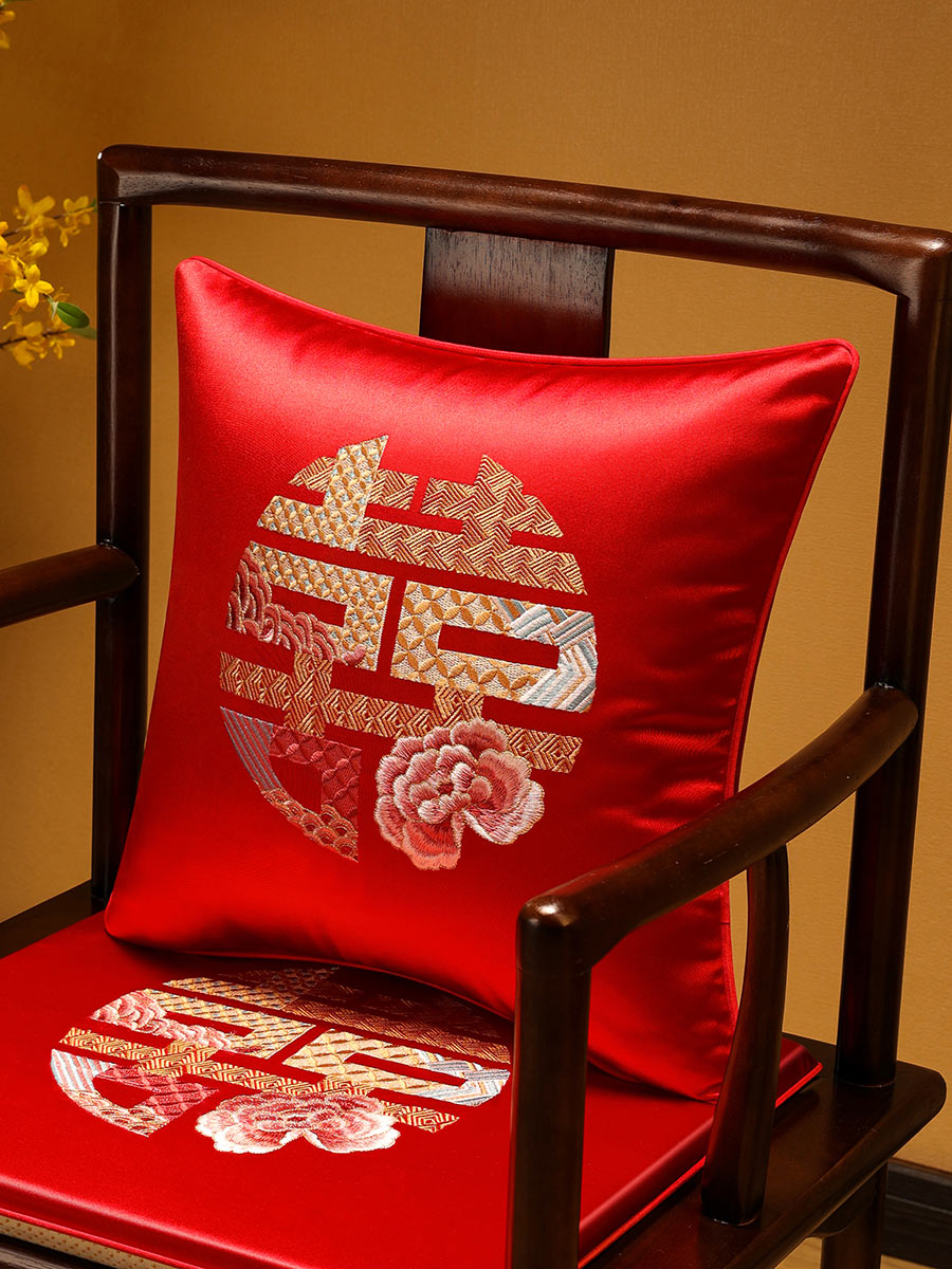 喜慶大方中式風格抱枕 婚房客廳裝飾喜字結婚靠枕婚車腰枕