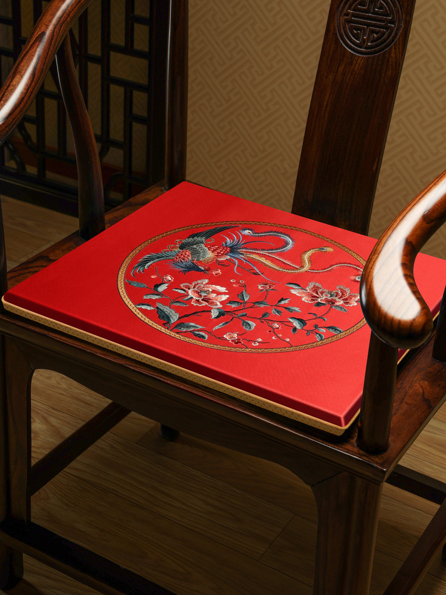 新中式古典紅木綢緞坐墊防滑椅墊適合茶椅太師椅圈椅等多種椅子