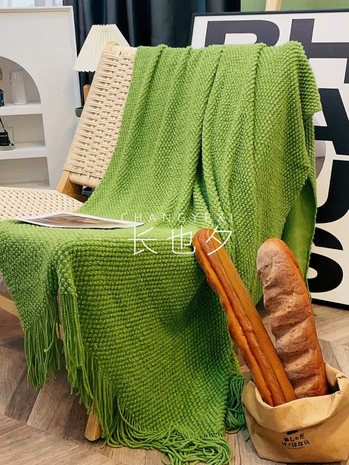 酪梨綠美式鄉村風格多功能針織沙發毯 午休蓋毯休閒毯裝飾 (8.3折)