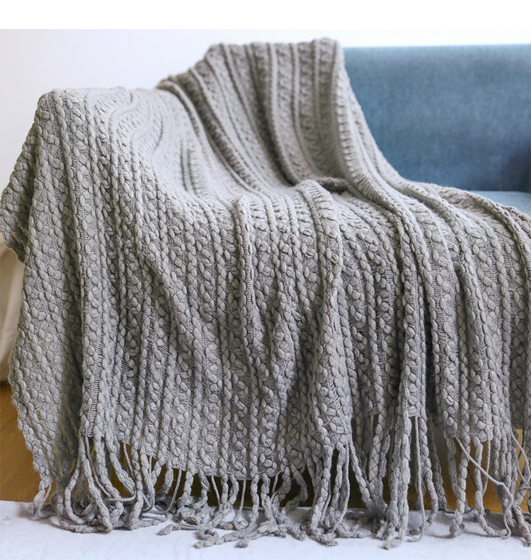 ins簡約純色針織沙發毯 北歐風格毛線毯 午睡蓋毯 床尾毯