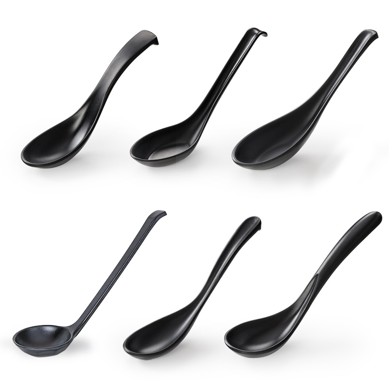 簡約中式風格塑料湯勺 黑色勺子飯店專用火鍋勺 調羹餐具 10個裝 (8.3折)