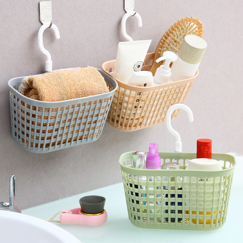 浴室壁掛收納籃 塑料瀝水掛籃 可掛式洗澡小籃子收納籃