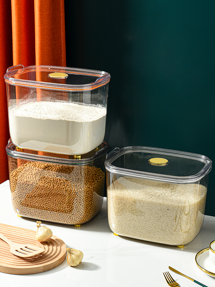 復古北歐風密封米缸盒 橘白可選 防蟲防潮收納米桶儲存罐