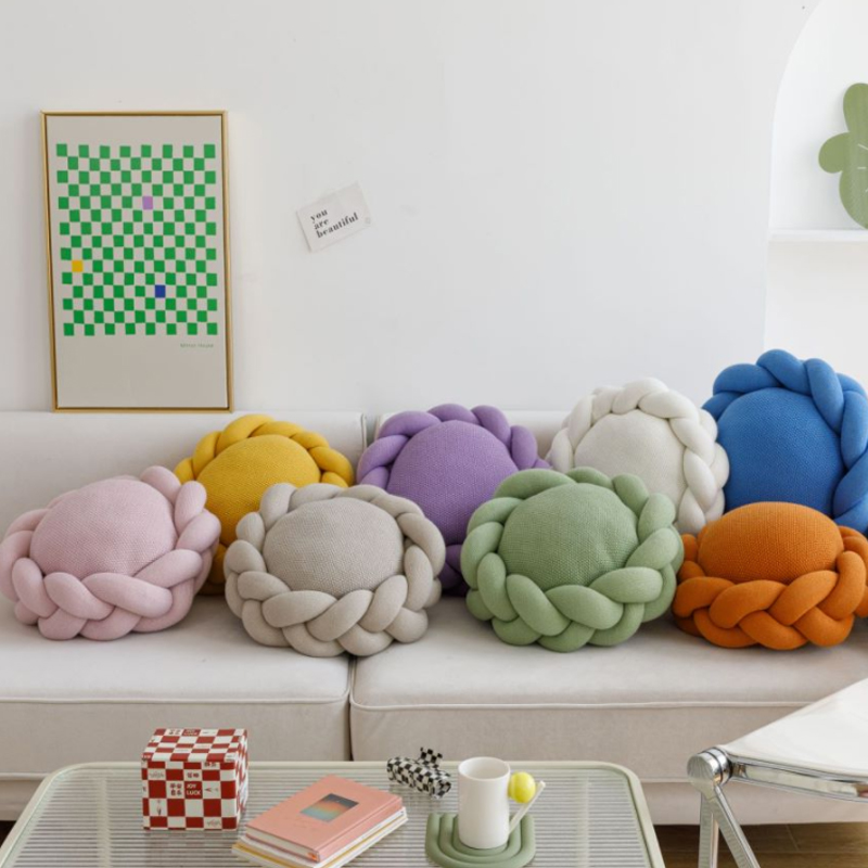 多色手工花環圓形抱枕可愛風格適合臥室午睡多種顏色可選