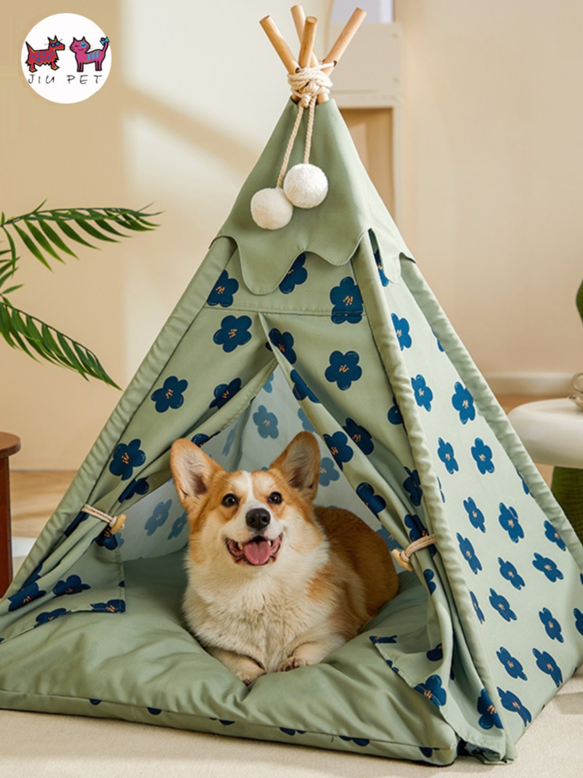 時尚帳篷狗窩可拆洗適合小型犬和中型犬室內外皆可使用