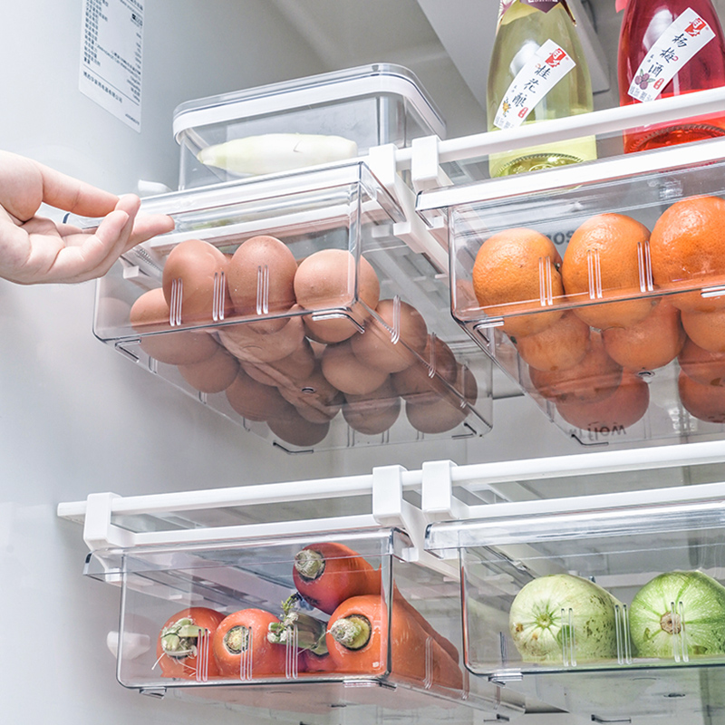 北歐風透明色抽屜式收納盒 家中廚房冰箱蔬果食物保鮮盒