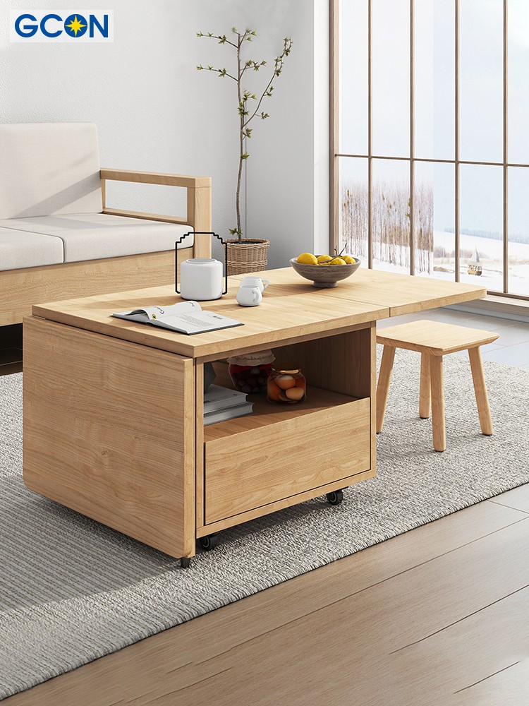 北歐實木摺疊茶几簡約現代風格小戶型客廳必備餐桌兩用多款顏色尺寸可選