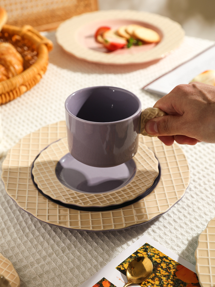 陶瓷咖啡杯碟套裝北歐風格高檔精緻感下午茶甜品盤