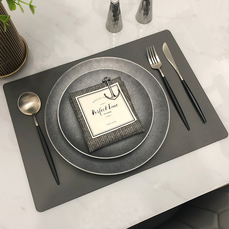 酒店擺臺餐具套裝樣板房 現代西式擺桌盤子磨砂展示盤刀叉餐盤組合