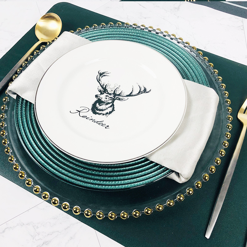 西式歐式後現代輕奢綠色樣板間餐具套裝 北歐風格酒店西餐桌擺盤