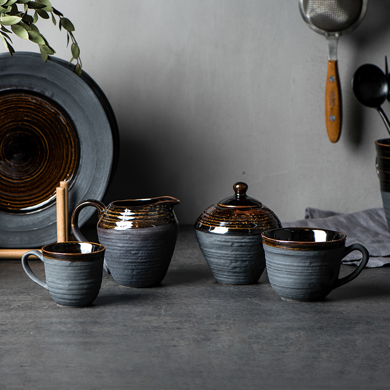 北歐風陶瓷杯具套裝 復古日式粗陶質感家用咖啡茶具