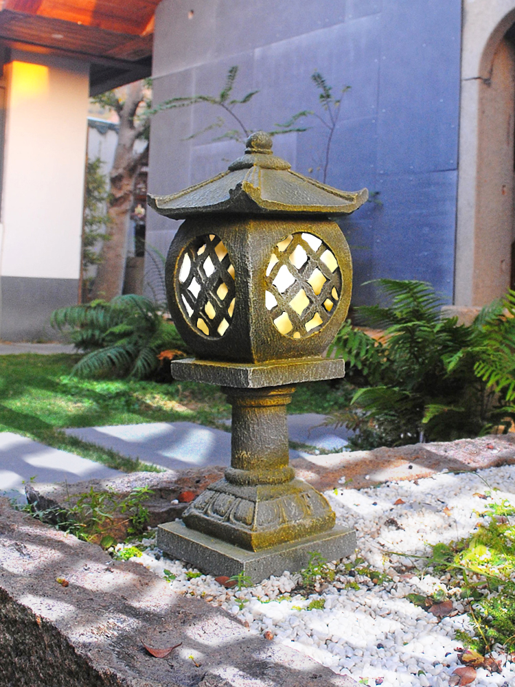 中式復古庭院擺件 石燈籠太陽能景觀燈 精緻裝飾 燈禪意花園落地