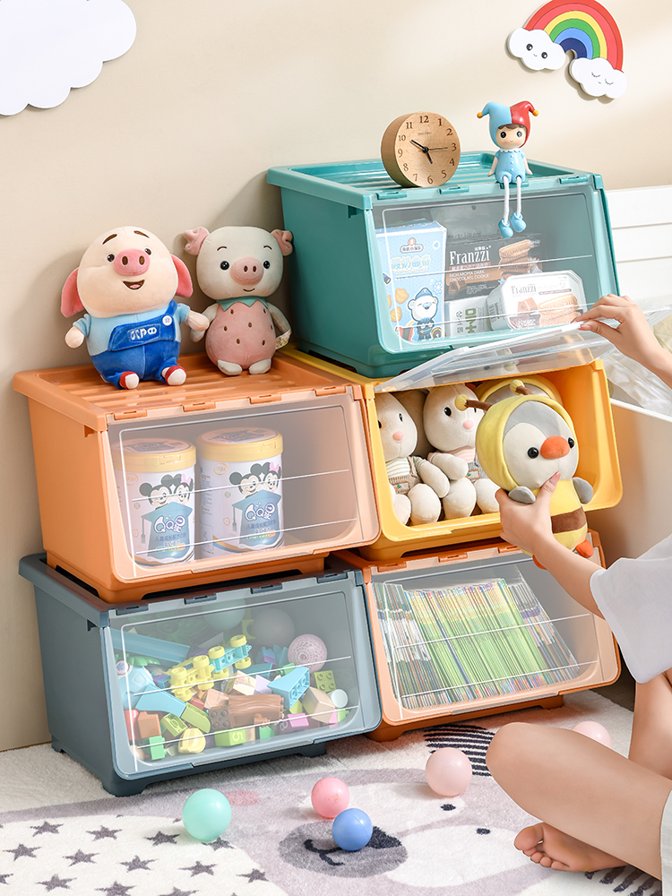 創意卡通前開式塑料收納箱 兒童玩具零食儲物整理箱 (8.3折)