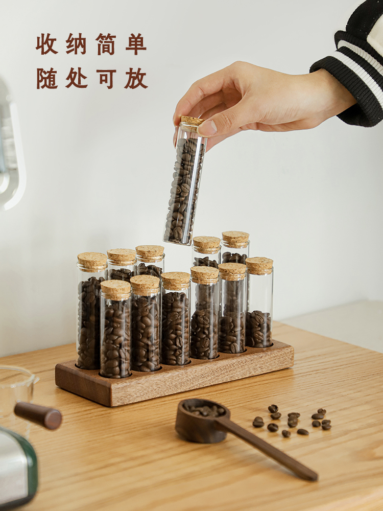 復古風試管玻璃瓶咖啡豆保存罐密封分裝瓶收納小瓶子612孔底座免費雕刻 (4.1折)