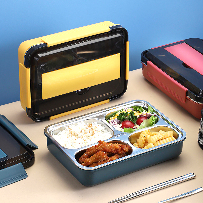 日式風格304不鏽鋼便當盒 送餐具 送保溫袋