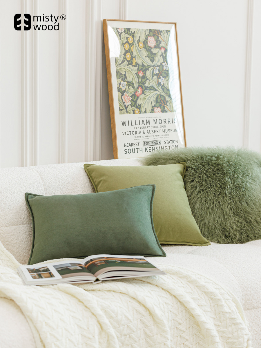 迷霧之森 抱枕 綠色系ins風純色 沙發靠墊 床頭靠枕套