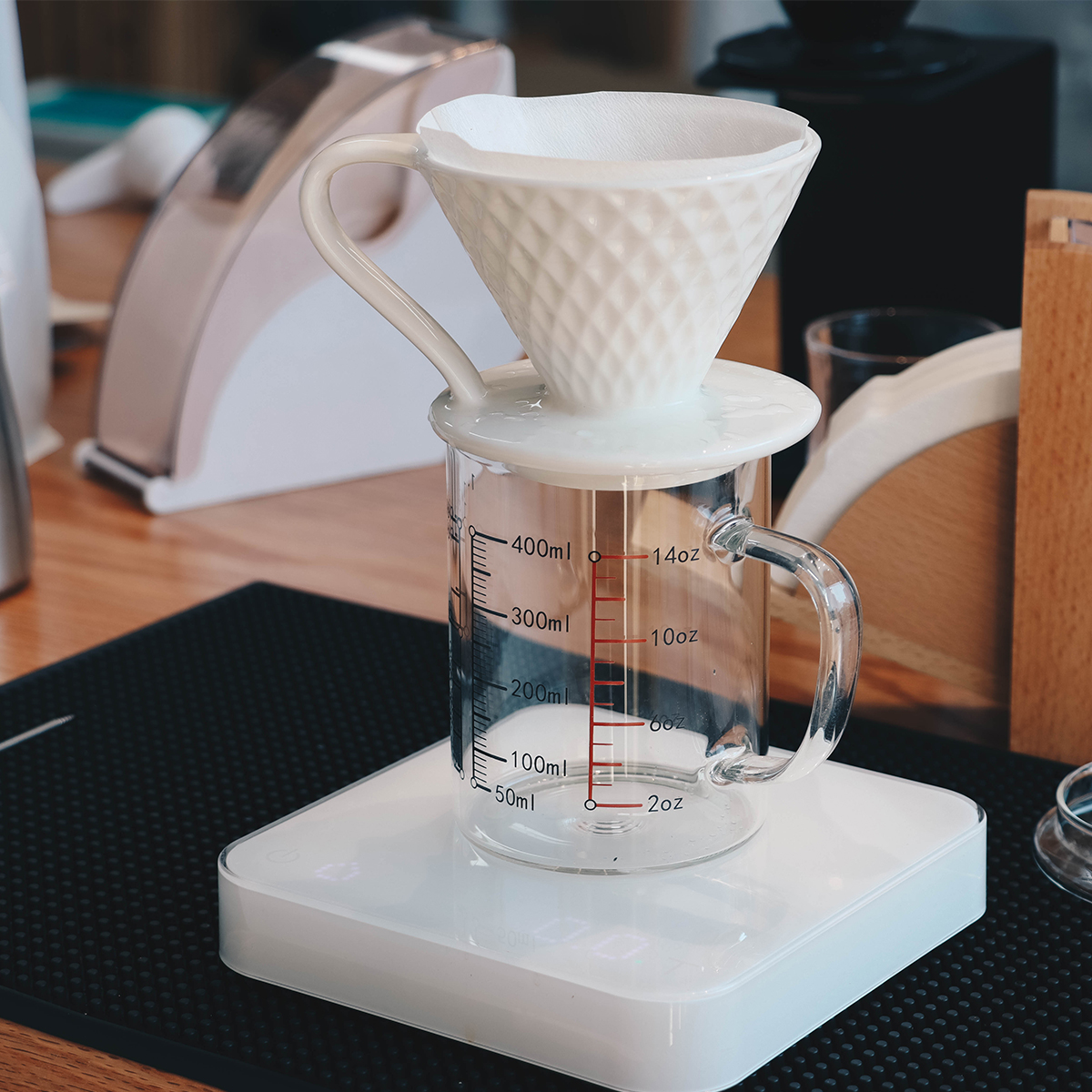 手衝咖啡分享壺 400ml 玻璃高硼硅 透明帶刻度單品咖啡壺