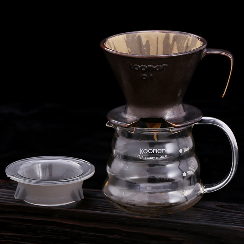 窯變陶瓷濾杯咖啡壺套裝復古風家用滴漏式器具