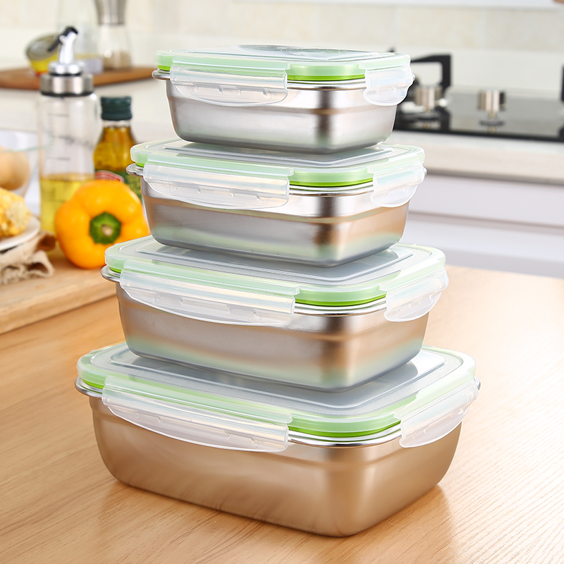歐格曼北歐風不鏽鋼保鮮盒家用餐盒塑料蓋食品盒收納盒 (7.9折)