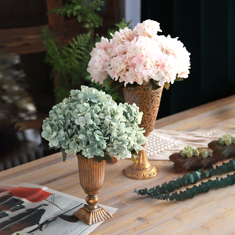 復古油畫繡球花裝飾花客廳餐桌櫥窗婚慶塑料花擺件