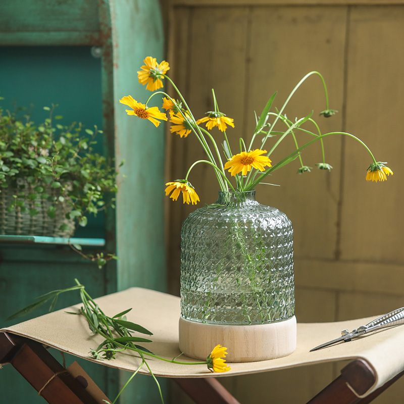 法式玻璃花瓶裝飾客廳花器復古茶几擺件ins風桌面裝飾