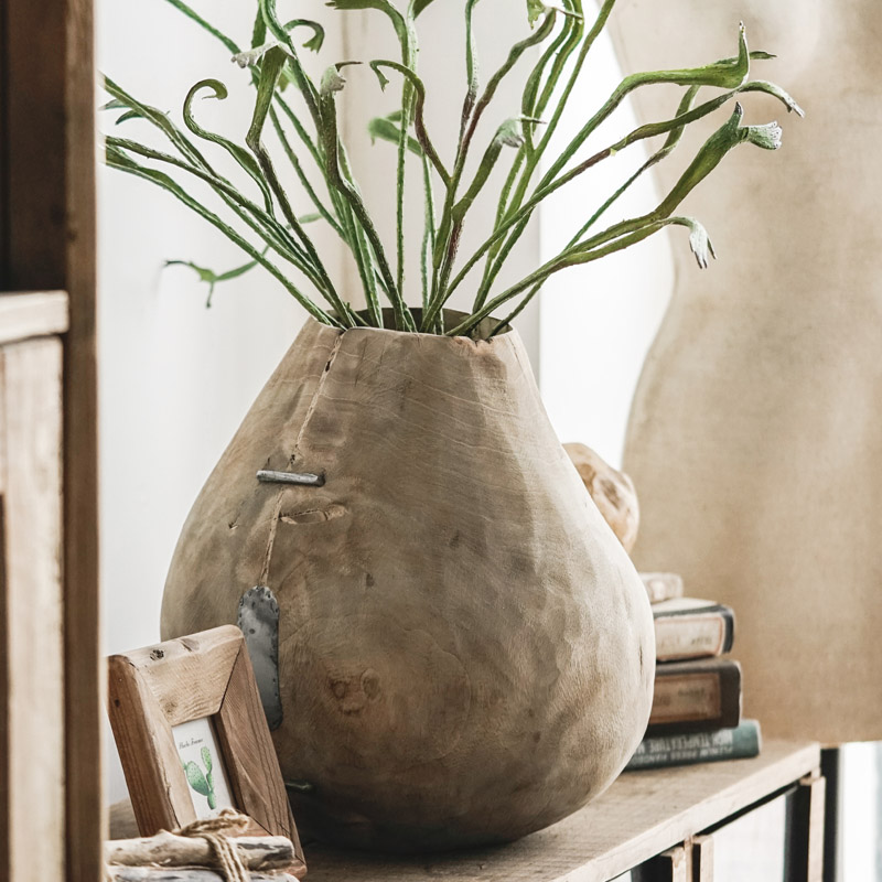 復古懷舊風木質花瓶 點綴居家空間藝術感